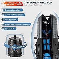Vista 4 de Bolsa de viaje de golf con funda rígida de PC, tela Oxford resistente 1680D, bolsas de viaje para aerolíneas con ruedas, resistente al desgaste