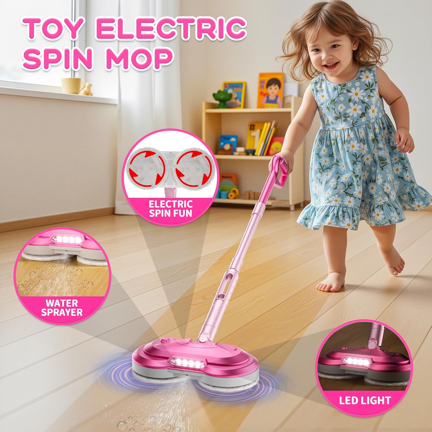 Vacuum & Mop Toy Set (Light Blue + Pink)