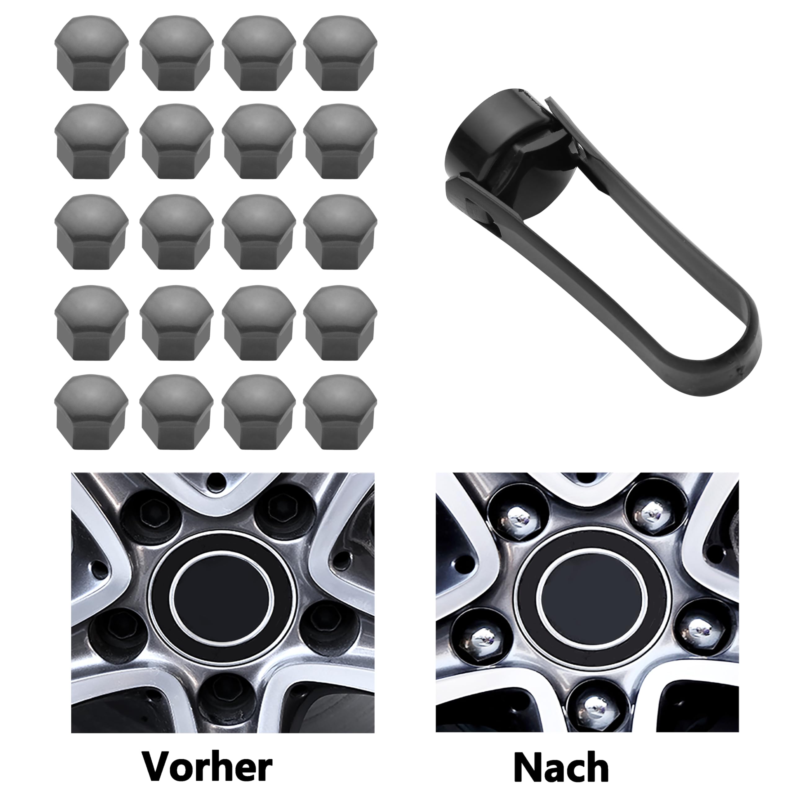 Cache Ecrou 17 Mm, 20 Pièces 17mm Boulon Ecrou Couvre, Capuchons Protection Hexagonal, Cache