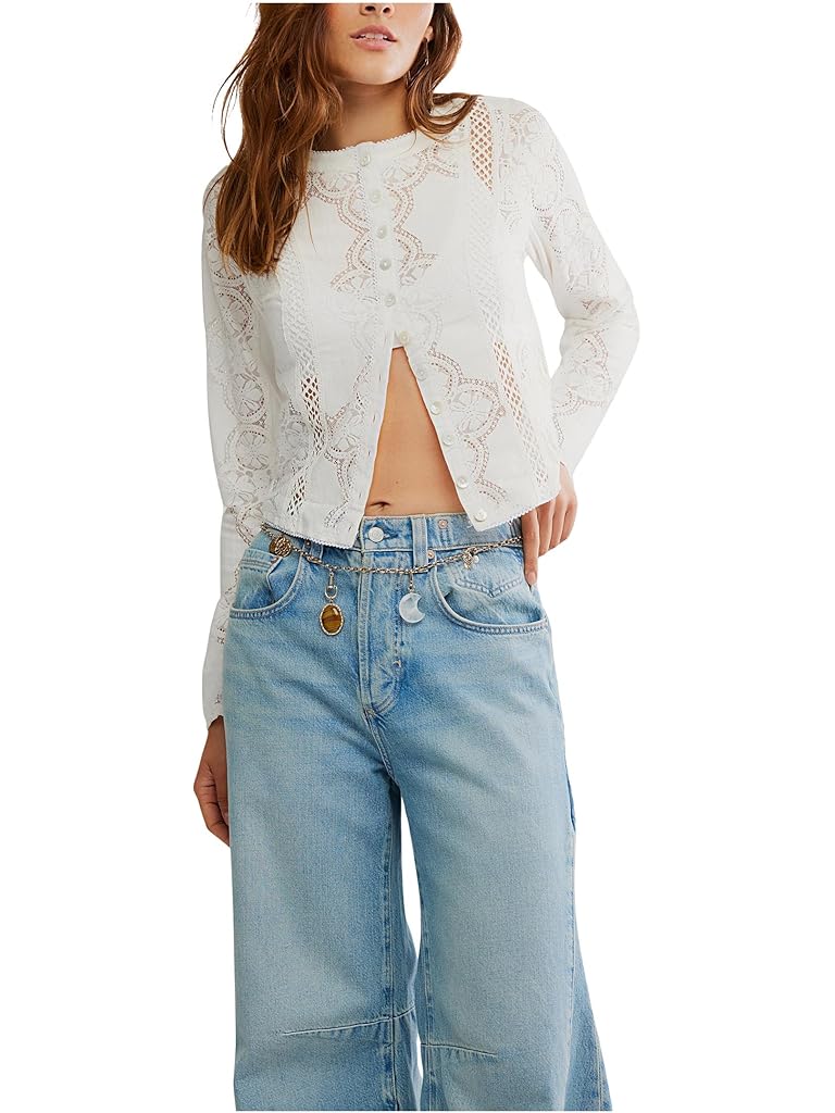 White Free People Jae Knit Long Sleeve