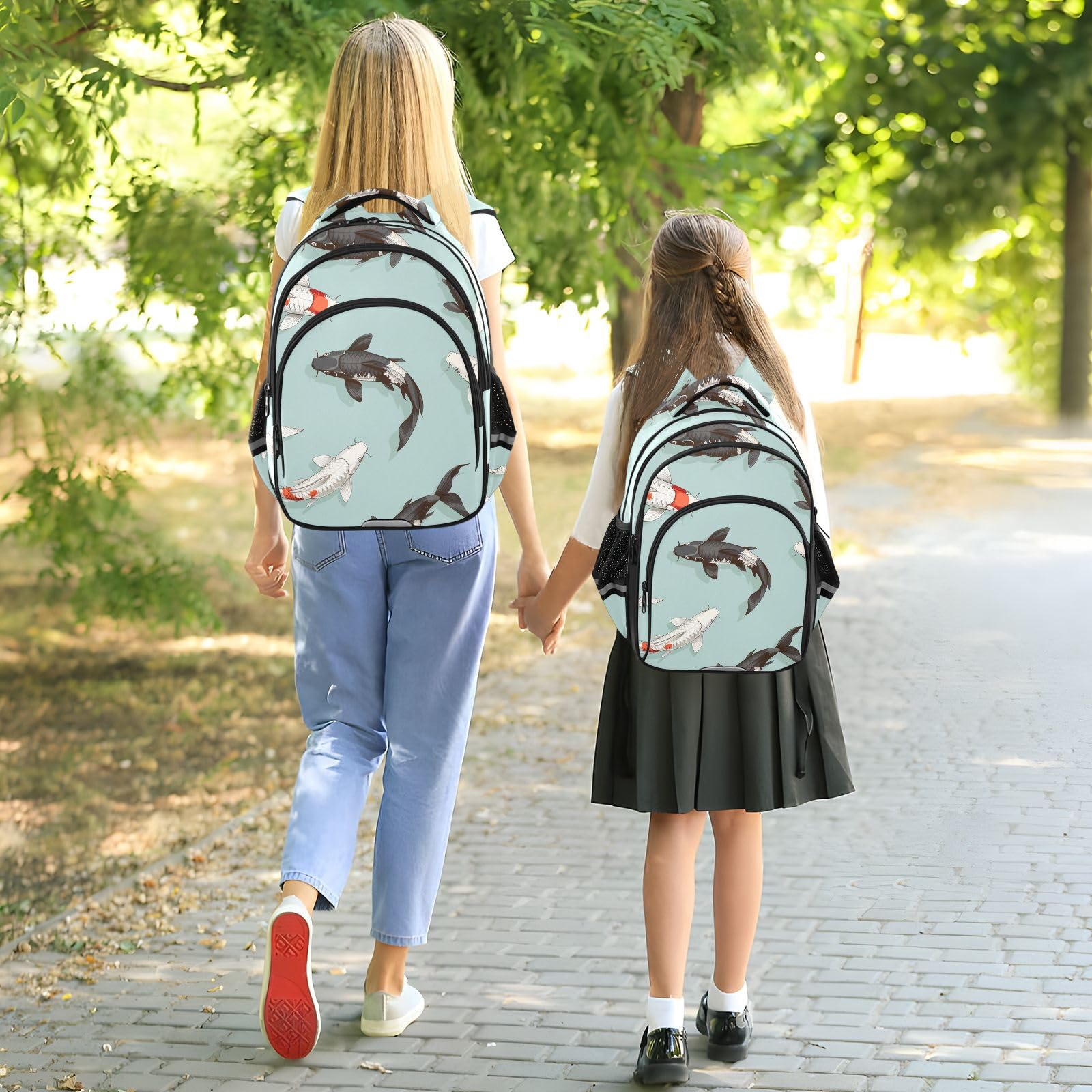 Grazioso Pesce Koi Nuoto Zaino per Bambini 3-12 Anni Cartella Scuola Borsa per Bambini