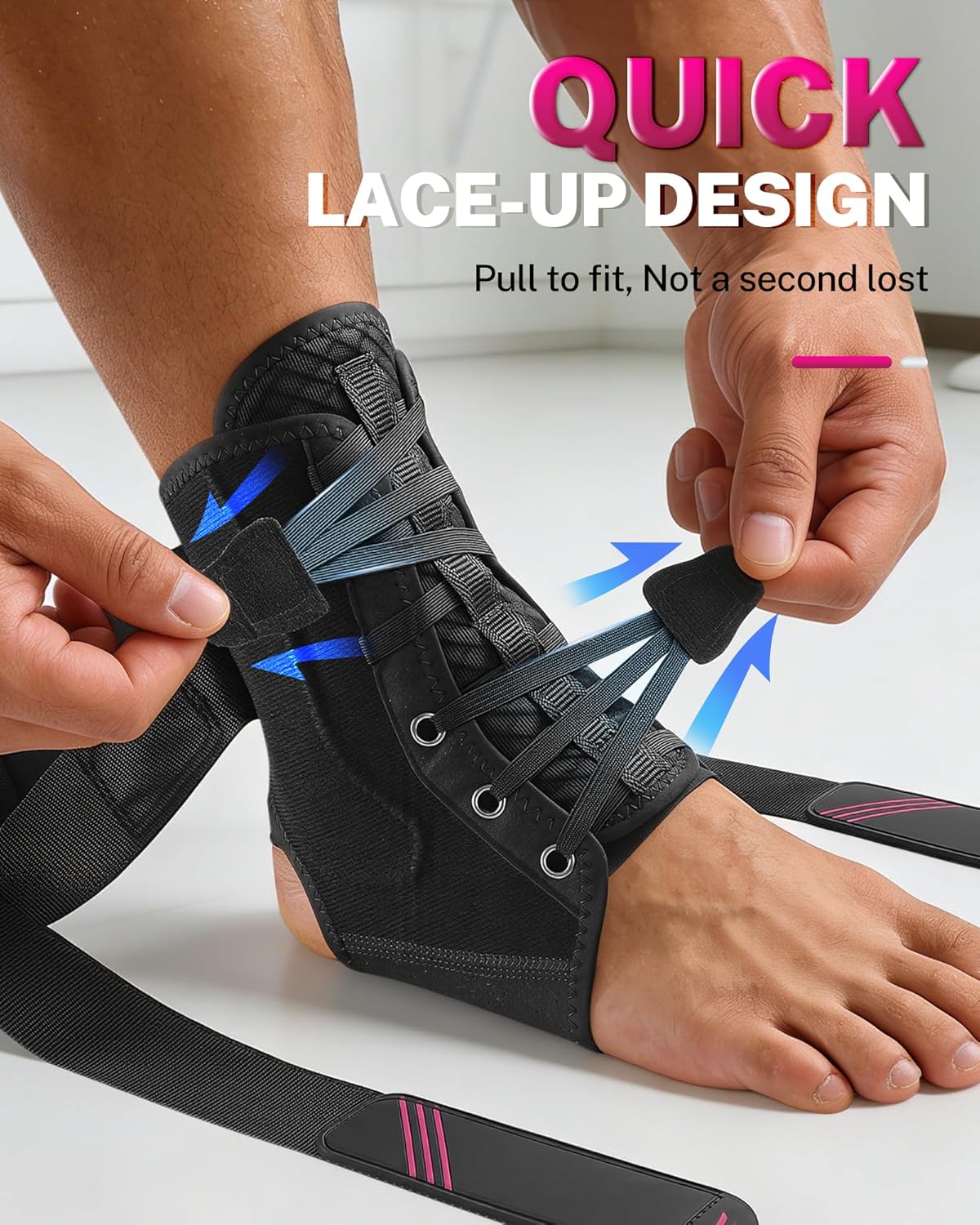 1.5mm Ultra Thin Ankle Brace for Women Men, Lightweight Breathable & Adjustable Figure-8 Support for Flexible Stability, Fits in ALL Types of Shoes for Sports, Work & Daily Relief, M - Image 5