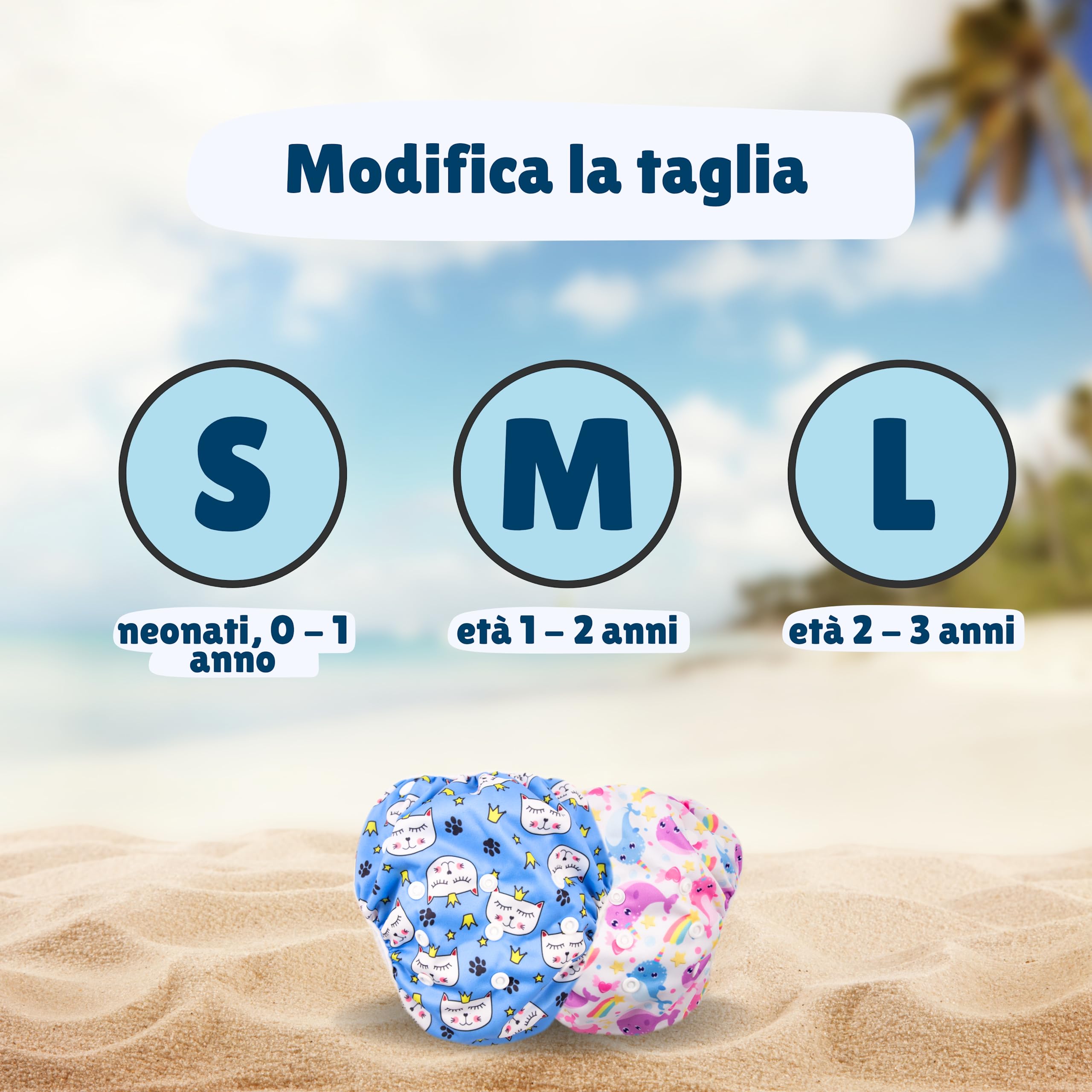 Pannolini Costumino Contenitivo Neonata per Piscina e Mare Lavabile Riutilizzabile Regolabile fino a 2 anni con Borsetta Impermeabile