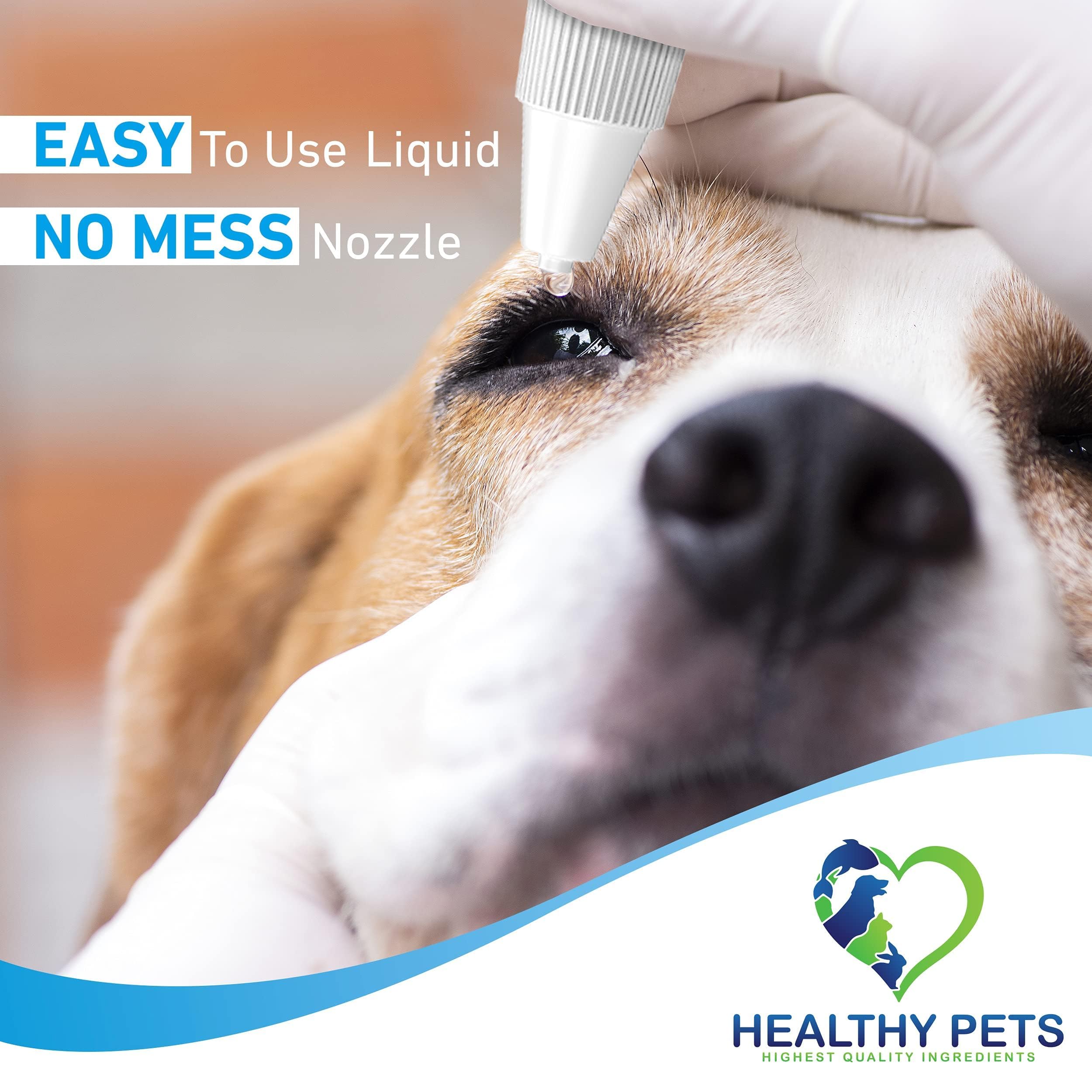 Healthy Pets Gotas para Ojos de Perros y Gatos 60ml - Lavado de Ojos Anti-inflamatorio para Perros y Gatos - Gotas para Infecciones Oculares - Loción Ocular Hidratante
