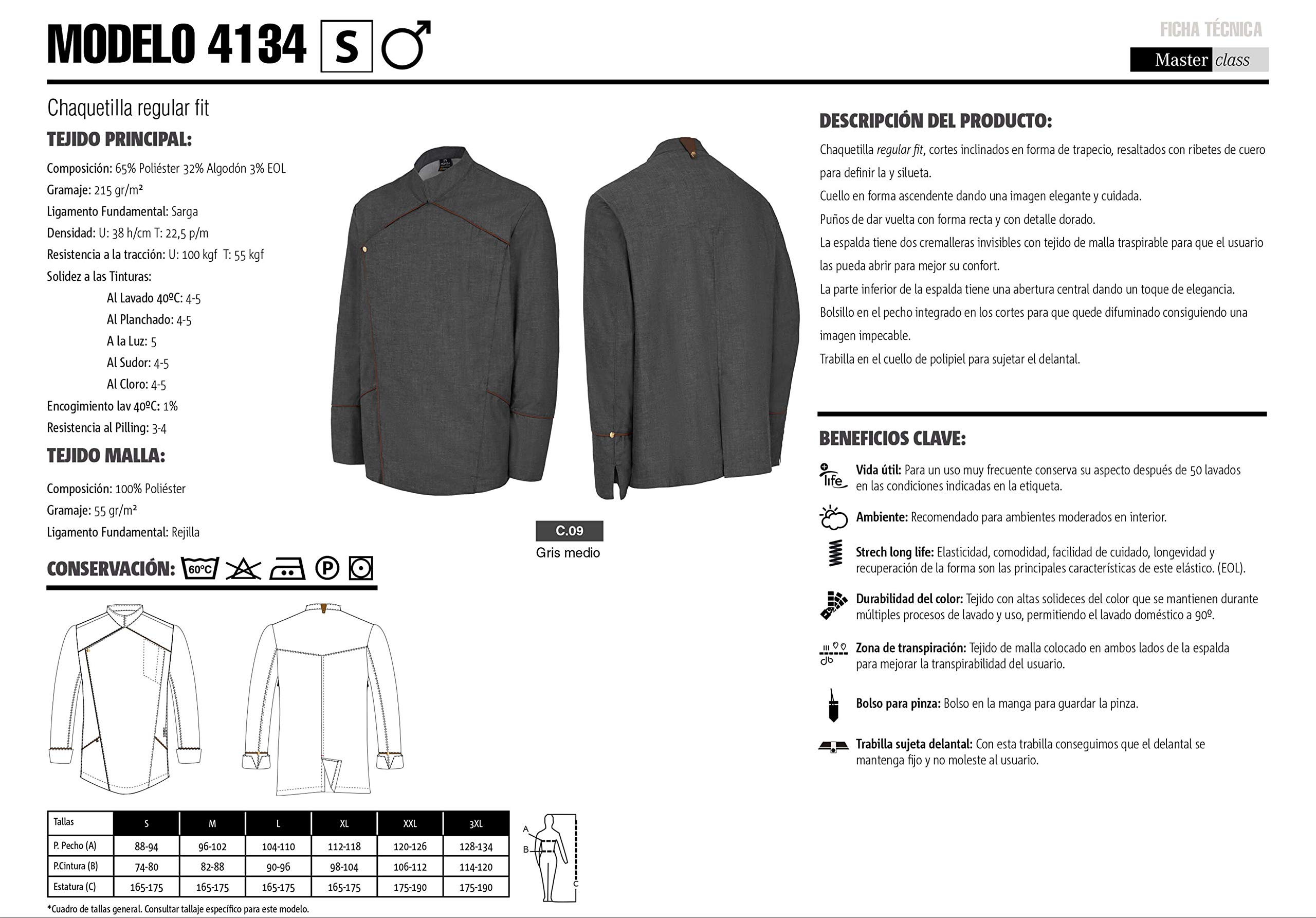 Chaquetilla Cocinero Hombre de Manga Larga. Ropa Cocina/Hostelería. Ref: 4134