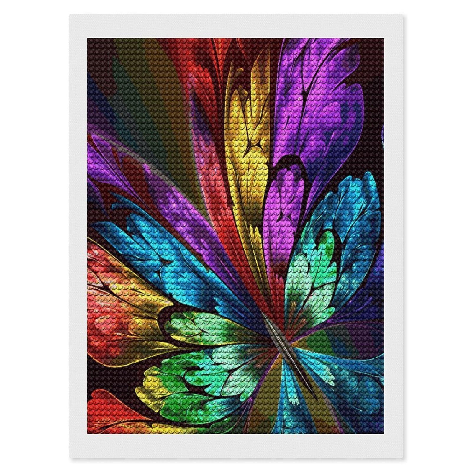 LDGSUPH Rainbow Butterfly Diamond Painting Kits for Adults Paint with Diamond Pictures Art DIY Full Drill Diamond Dots Painting Personalized Diamond Photo for Home Wall Decor Gift 12"x16"
