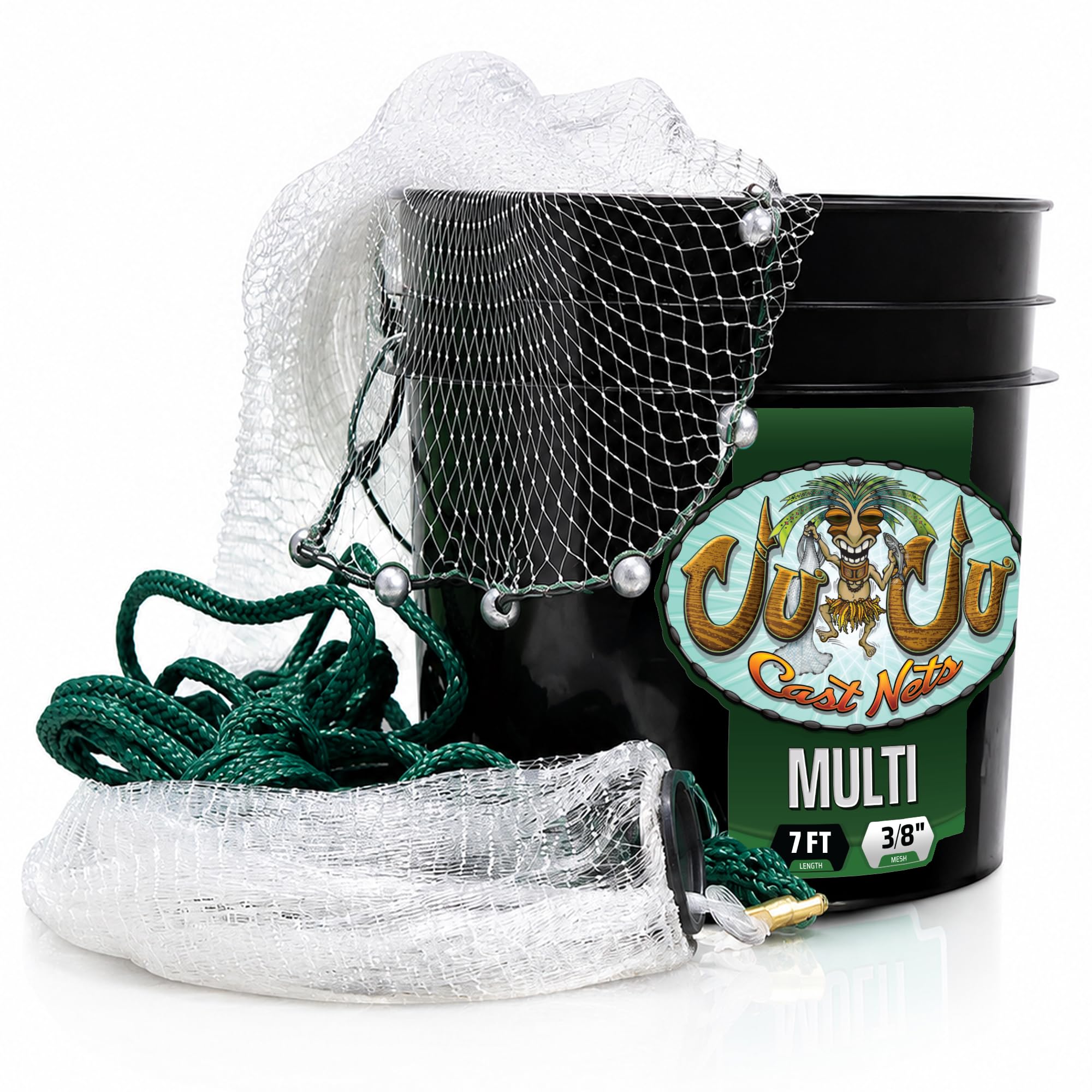 30000 square foot net fishing Juju Cast 7FT - Saltwater Casting Net for Fishing Bait 3/8 Mesh | Includes Mastery Book, Bucket & Bag | 6-Panel Hand-Tied, 1.25LB/FT Real Lead free trout fishing net TT Lures® ChinlockZ SWS™ FATHER’S DAY Color:#2 -- Pack of 2pcs