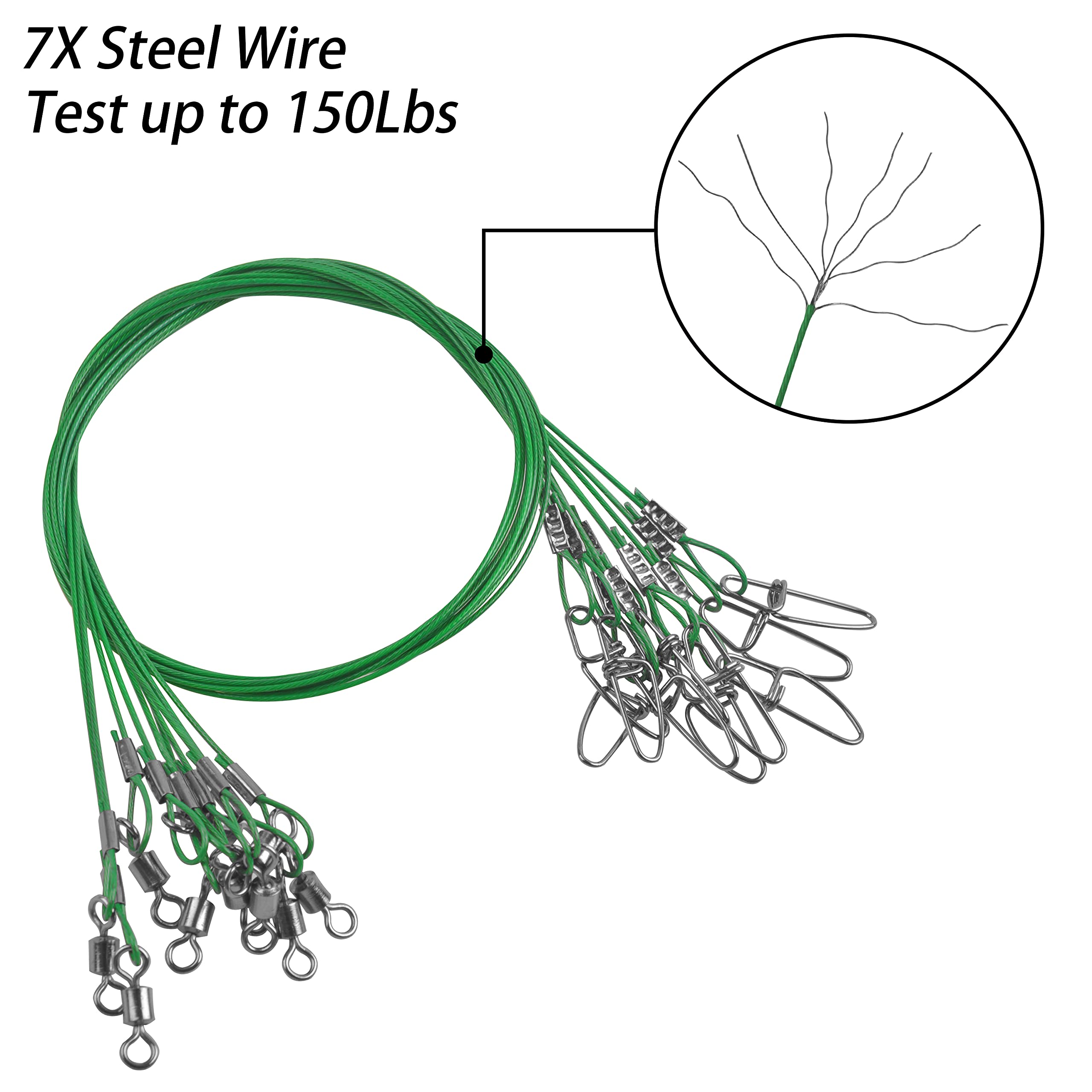 150lbls fishing leaders with hooks Amazon.com : Fishing Wire Leaders Saltwater, 15pcs Heavy Duty 150LB  Stainless Steel Line Leaders with Rolling Swivels and Snaps Nylon-Coated  Saltwater Line Wire Leader Connect Tackle Lures Rig or Hooks 19.7inch :