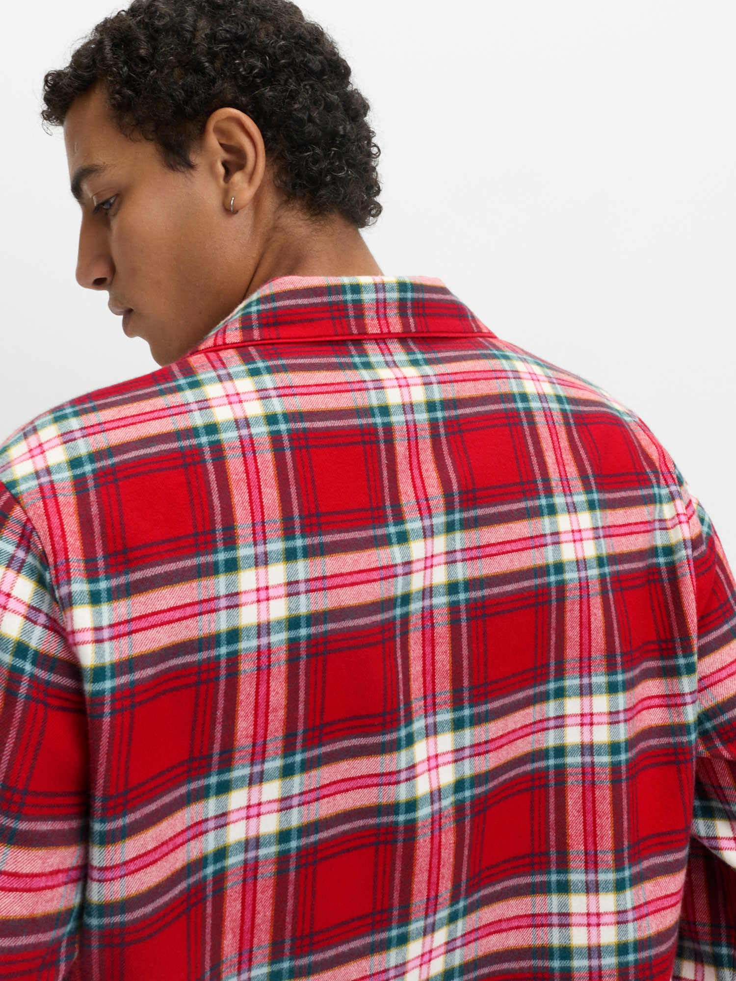 Marks & Spencer Conjunto de Pijama Navideño Familiar de Cuadros de Algodón Puro para Hombre, Ajuste Normal, Cintura con Cordón, con Bolsillos