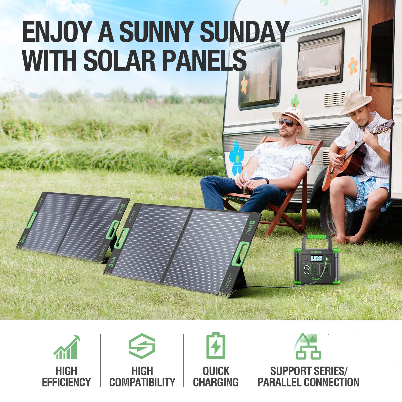 Pannello solare portatile da 100 W per centrale elettrica, 23,5% ad alta efficienza, caricabatterie solare pieghevole ETFE con cavalletti, 18 V IP65, kit pannello solare impermeabile per campeggio