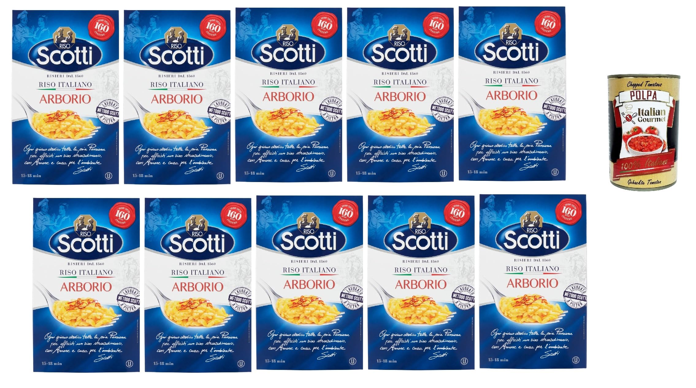 Italian Gourmet Arborio Risottoreis 10x1kg 10kg 15–18 Min. mit Polpa