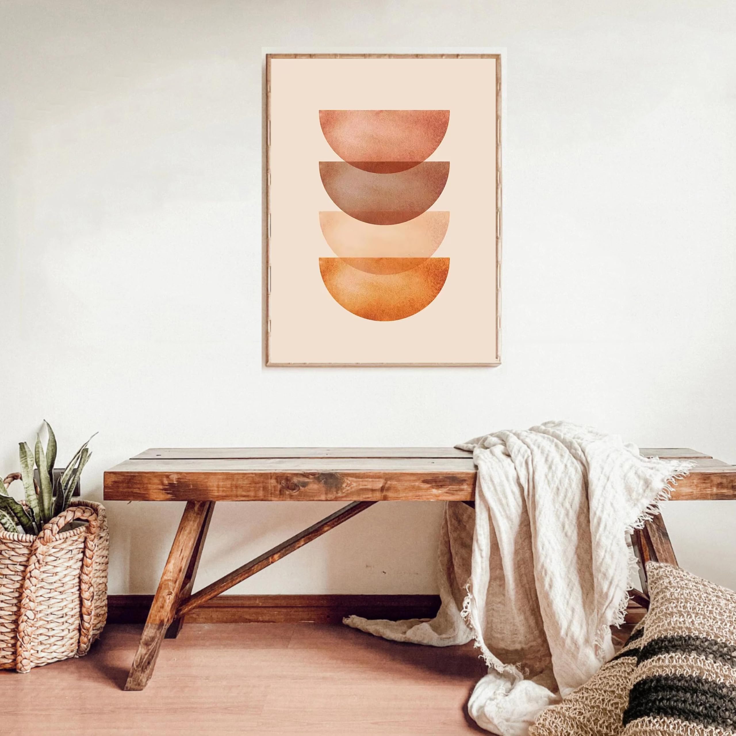 DFZEWKI Wall Art Boho Abstract Mountain Sun Vase Leaves Plant Canvas Painting Nordic and Prints Decor(60x80cm(24x31in)/No frame)