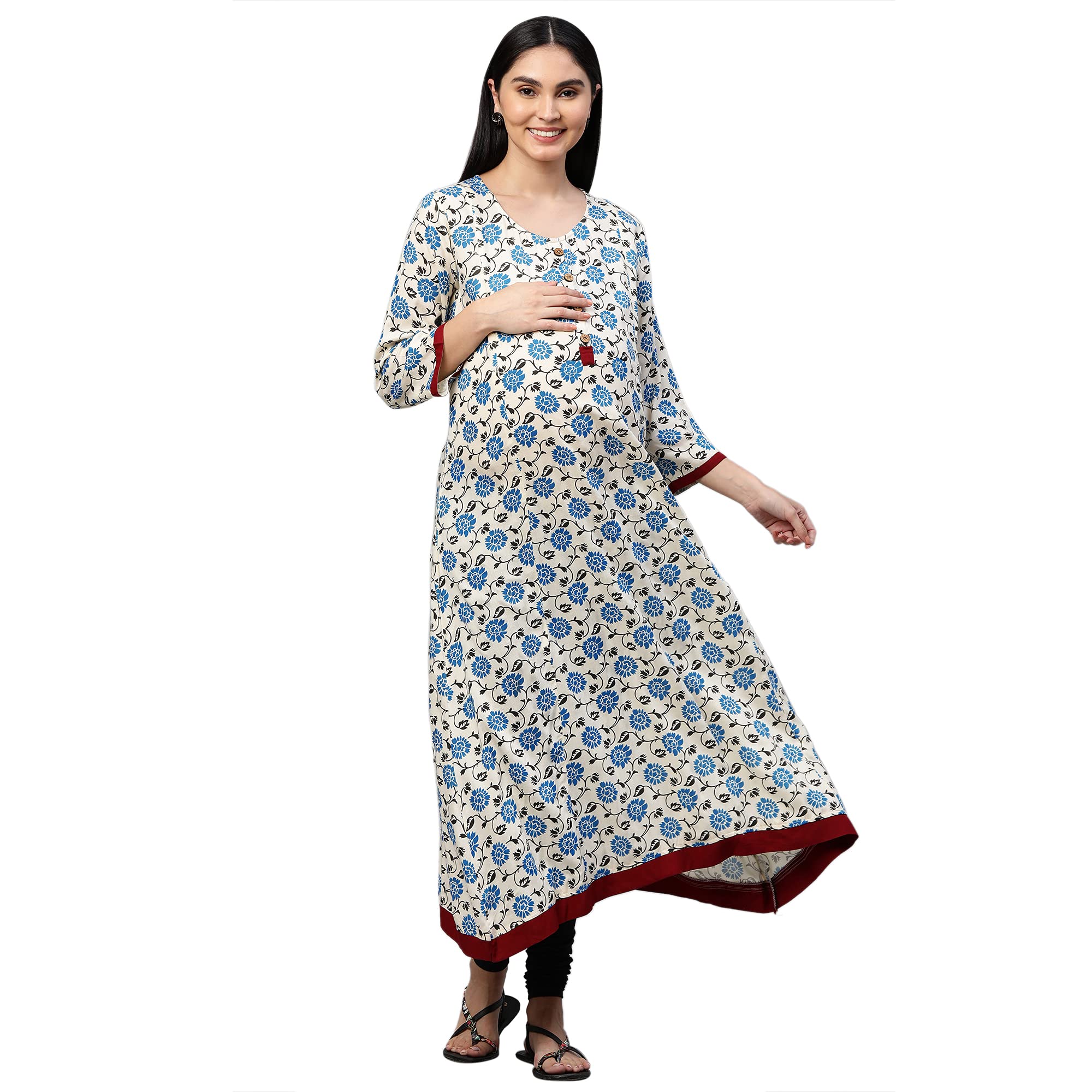 momtobe Women's Rayon Maternity Kurti/Pregnancy Kurta/Easy Breast Feeding/Breastfeeding Kurta/Western Kurti with Zippers for Nursing Pre and Post Pregnancy-picture-46
