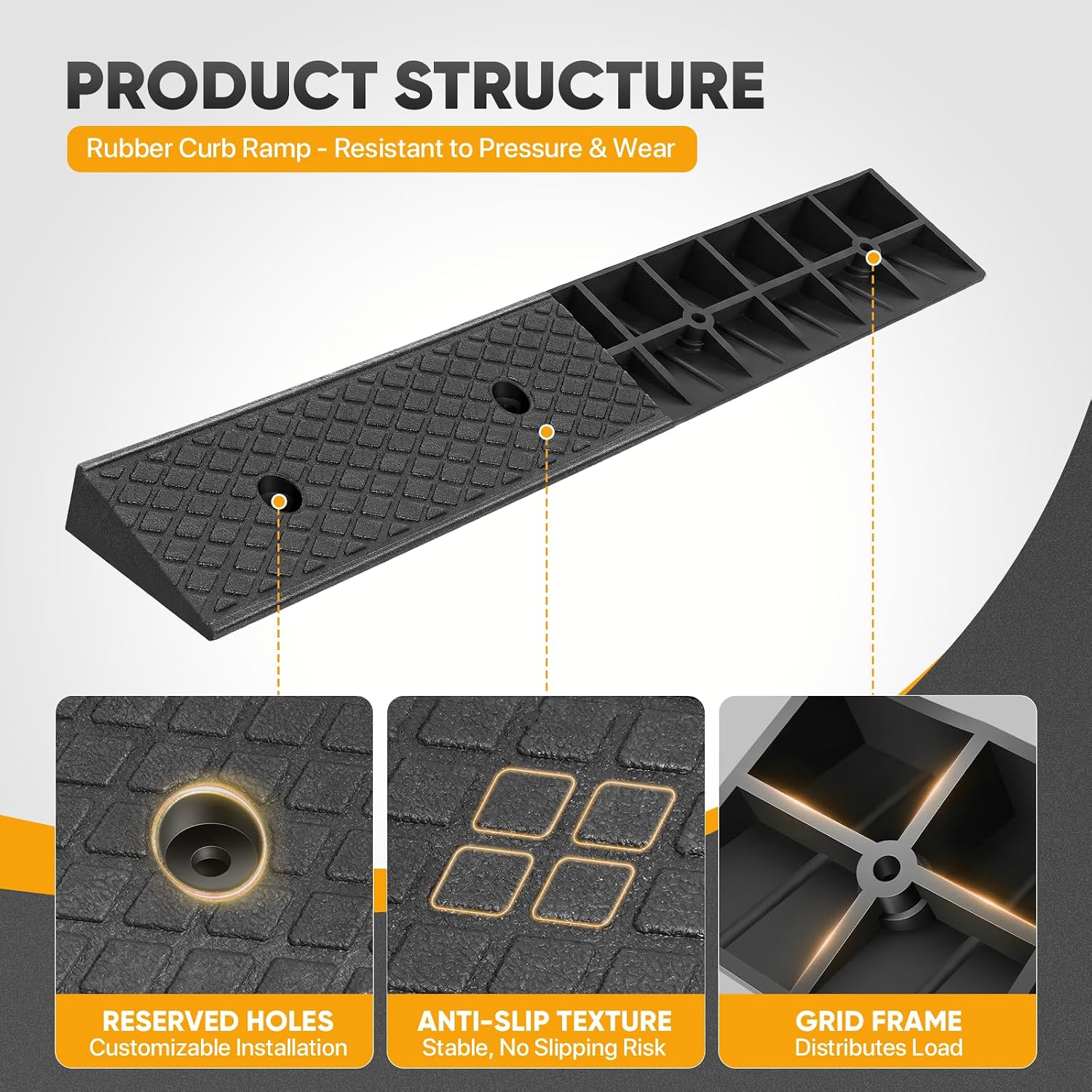 Magshion 2 Pack 2" Rise Rubber Curb Ramp for Driveway, 4400 lbs Capacity Per Ramp, 38.6" Wide Heavy Duty Threshold Ramp for Car, Wheelchair, Loading Dock, Warehouse, Trailer, Scooter & Motorcycle