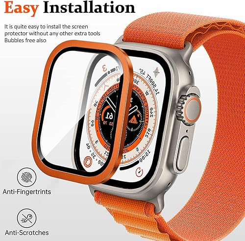 Miniatura 6 de Miimall Paquete de 2 Protector de pantalla compatible con Apple Watch UltraUltra 2 de 1.732 pulgadas, marco de titanio + vidrio templado de dureza
