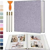 Vista 33 de Vienrose Álbum de fotos grande autoadhesivo para fotos de 4x6 8x10 10x12, álbum de recortes DIY, 40 páginas adhesivas con un bolígrafo metálico, Gris