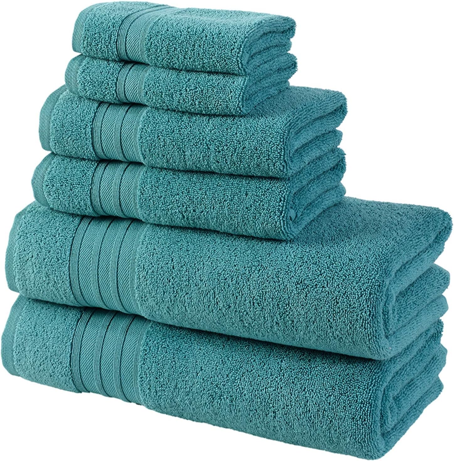 Hammam Linen 6-Piece Teal Turquoise Bath Towels Set for Bathroom Original Turkish Cotton Soft, Absorbent and Premium 2 Bath Towels, 2 Hand Towels, 2 Washcloths : Home & Kitchen