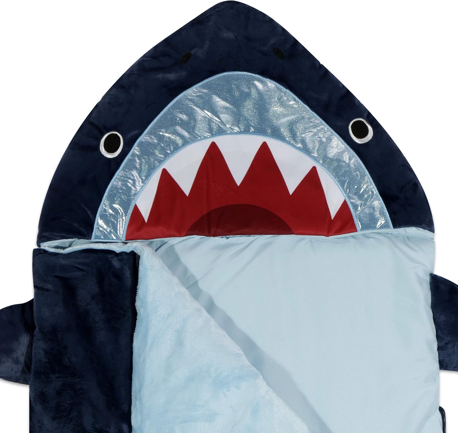 One-Day Sale: Up to 40% Off Heritage Kids Shark Plush Hooded Sleeping Bag, 64 L x 25 W, Blue