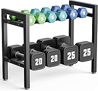 Josmimic 2-Tier Adjustable Dumbbell Rack - 20" Heavy-Duty Steel Weight Holder for Home Gym Dumbbells & Kettlebells, 250 lbs Capacity