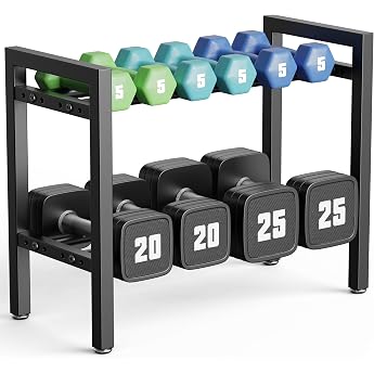 Dumbbell Stand 2 Level Adjustable Weight Stand for Kettlebell Dumbbells for Home Gym (Stand Only)