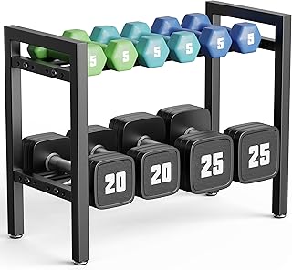 Dumbbell Rack 2-Tier 20 IN Length Adjustable Weight Rack For Home Gym Dumbbells Kettlebell
