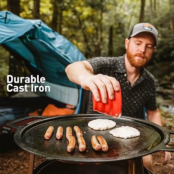 Solo Stove Bonfire Griddle + Hub, Cast Iron Cookware with Stainless steel Hub for 8 Elevation, Addition to Bonfire fire pit, Weight: 19.5lbs, Cooking surface diameter 17.75