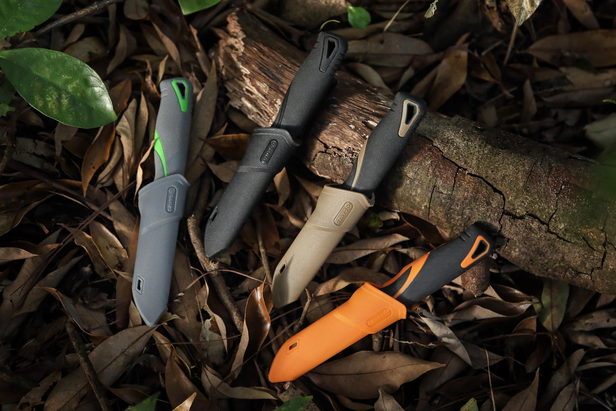 Ganzo G807-GY Cuchillo de hoja fija 9CR14 Acero inoxidable Mango ergonómico Camping Caza Pesca EDC Gris