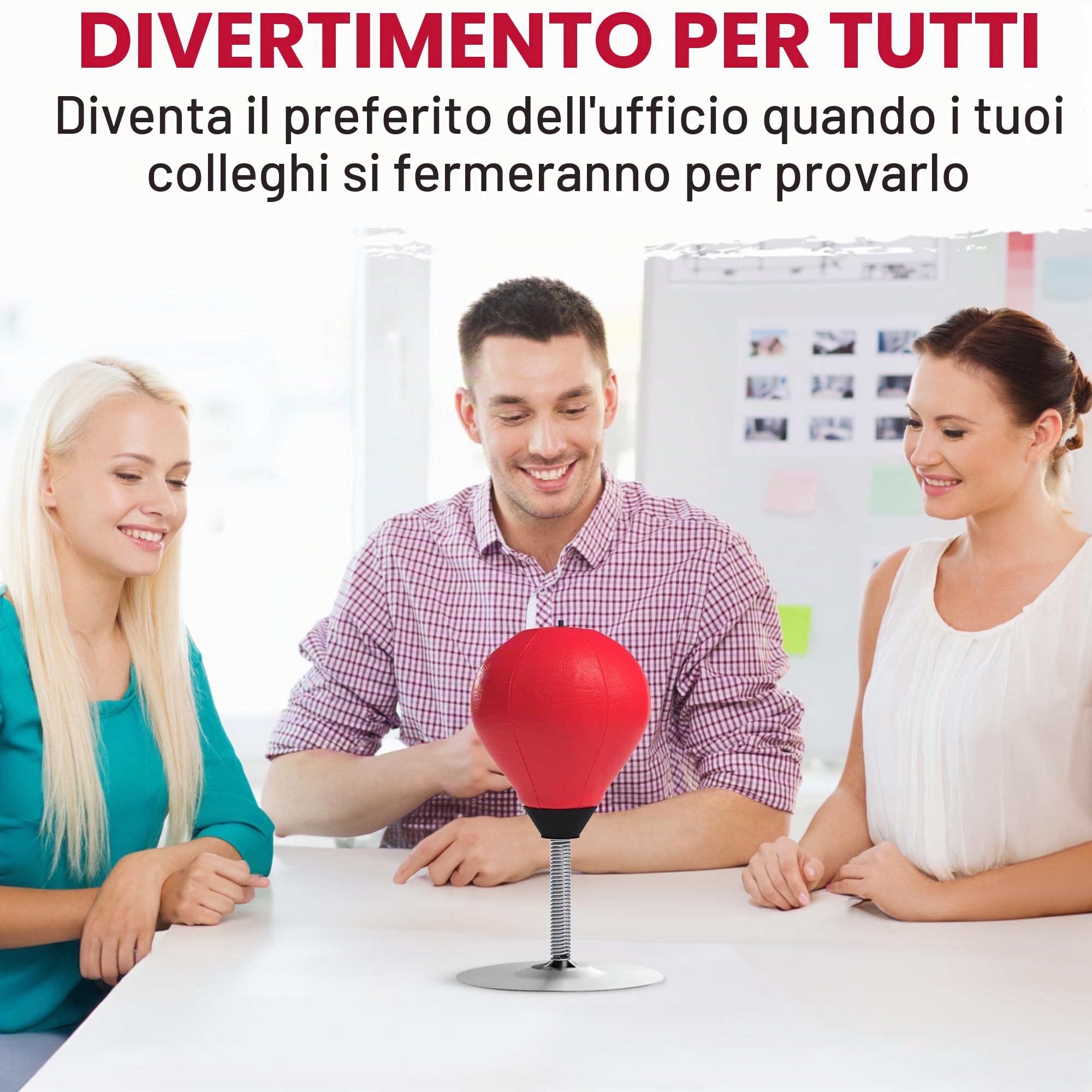 Sacco da boxe da Scrivania Antistress – Giocattolo da Ufficio per Adulti, Ventosa Ultra Resistente, Palla da Boxe in Pelle PU con Molla, Idea Regalo Divertente Antistress