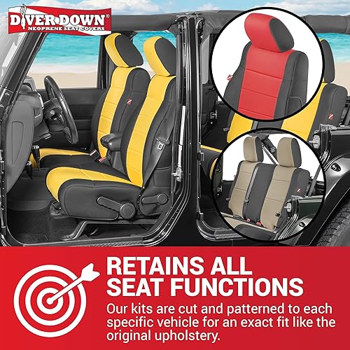Miniatura 2 de Diver Down Juego de fundas de asiento de neopreno para Jeep JK Wrangler 2007-2018, juego de asientos delanteros y traseros, fundas de asiento