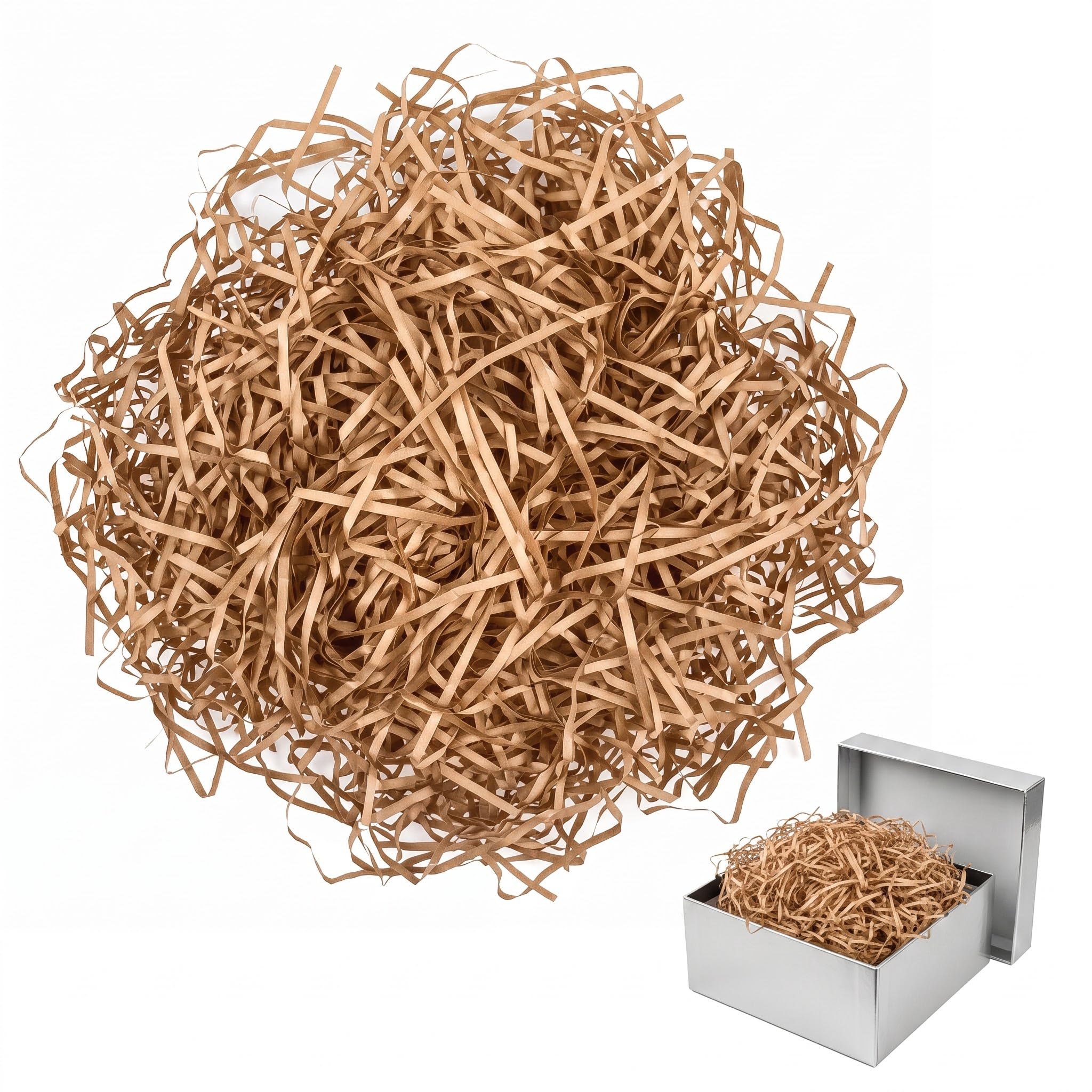 100g Shredded Tissue Paper,Brown Shredded Paper for Gift Boxes,Soft Raffia Hamper Filling,Gift Packaging Filler and Box Filler,Shreds Paper Filling Material for DIY Gift Baskets,Party Supplies Decor