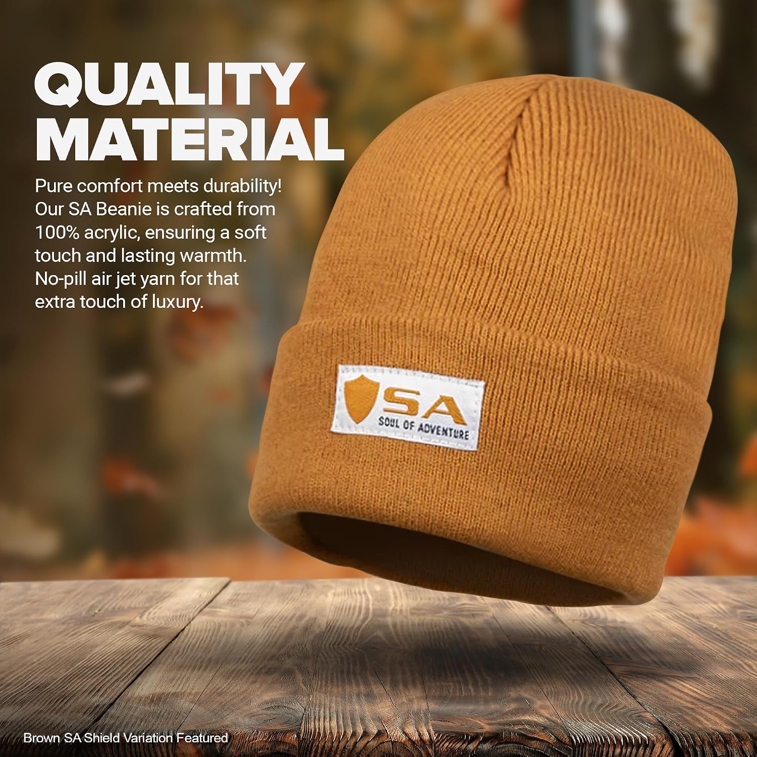 S A Co. Beanie - Double-Needle Stitching, Machine Washable