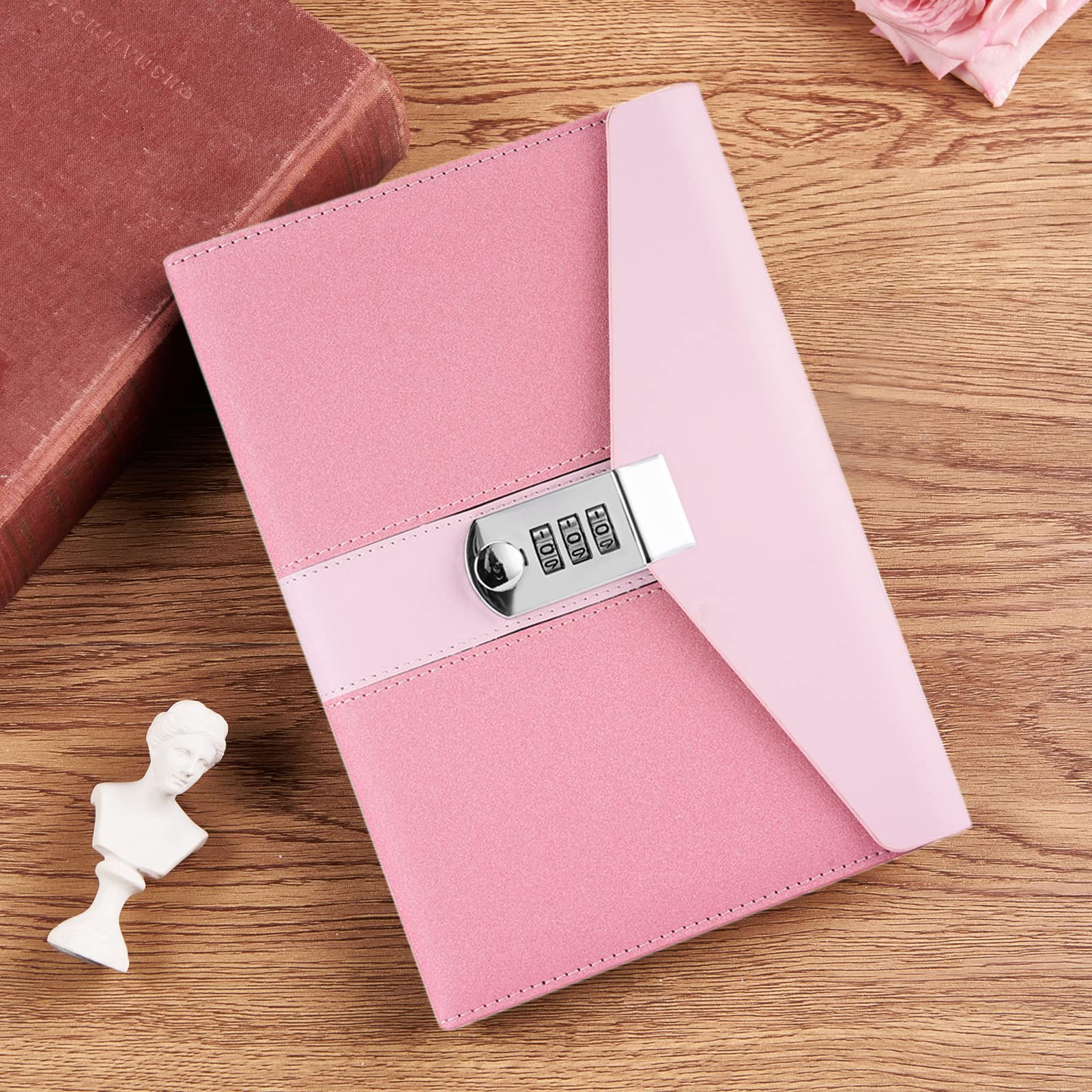 NectaRoy Notebook with Lock, A5 Business Lockable Diary, Locaked Travel Journal with Pen Holder&Card Slots - Image 3