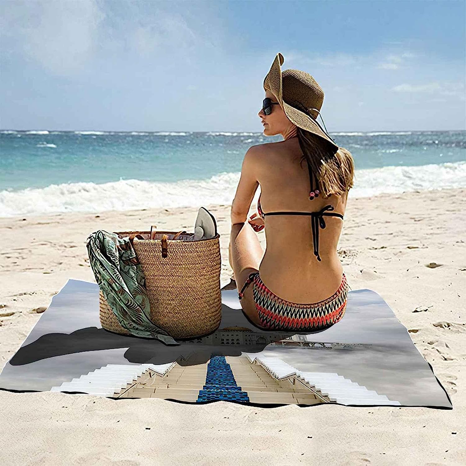 Telo Mare Microfibra Grande Castello Di Nuvole Bianche 200 X 200 Cm, 3D Telo Mare Leggero Antisabbia Per Donna Uomo, Asciugamano Microfibra Asciugatura Rapida Per Bagno, Spiaggia, Campeggio -4B9S+S4O