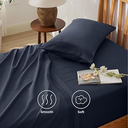 Miniatura 6 de Bedsure Juego de sábanas tamaño individual de bolsillo profundo, se adapta a colchones de hasta 21 pulgadas de grosor, sábanas de colchón de aire de