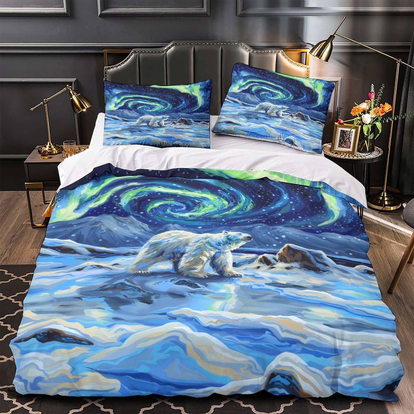 Parure de lit ours blanc impression 3d haute définition 135x200