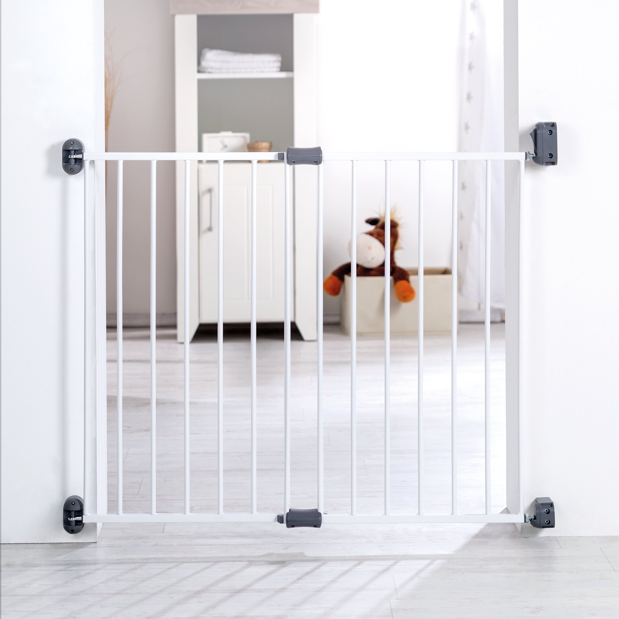 roba Cancelletto di Sicurezza per Porta "Easy Step", in Metallo, Extra Alto, Larghezza Variabile 60-97 cm, Bianco