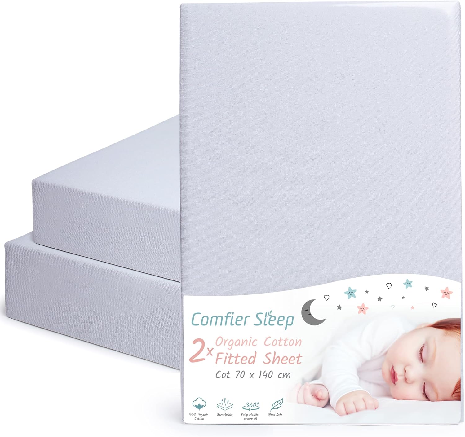 Cot Bed Sheets 140 x 70 Fitted and 100 Organic Cotton Completely