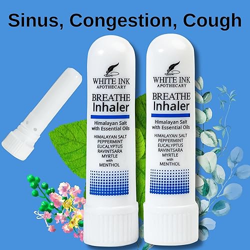 Miniatura 8 de Breathe Better White in-Haler  Inhalador nasal de sal marina del Himalaya rosa  Congestión, respiración y enfoque  Inhalador sinusal de aromaterapia