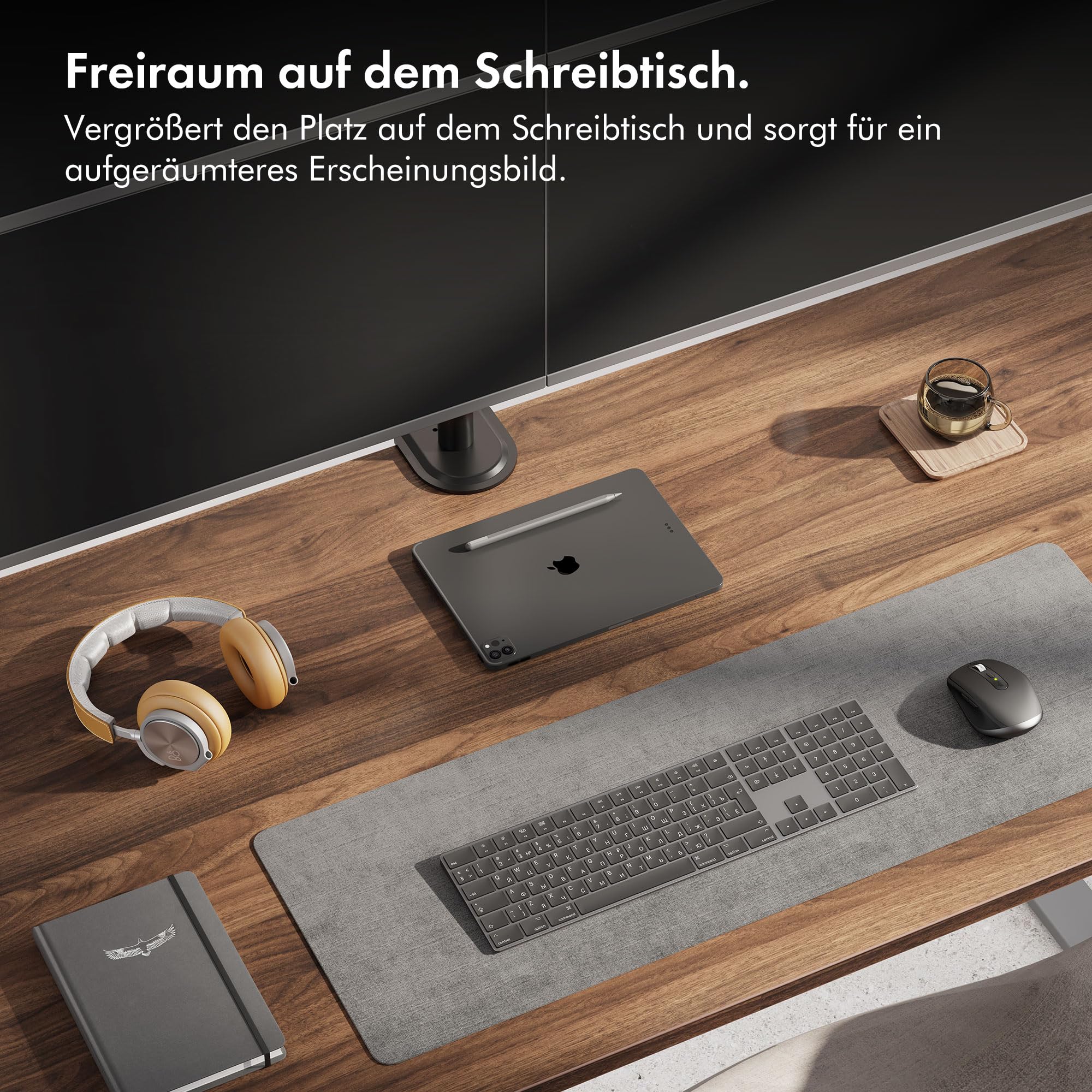 VonHaus Monitor Halterung für 4 Monitore Bildschirmhalterung für 13-32 Zoll, Höhenverstellbar Monitor Halterung für Arbeiten oder Gaming, Voll Neigbar 180° Schwenkbar 360°, VESA 75/100, 9 kg pro Arm