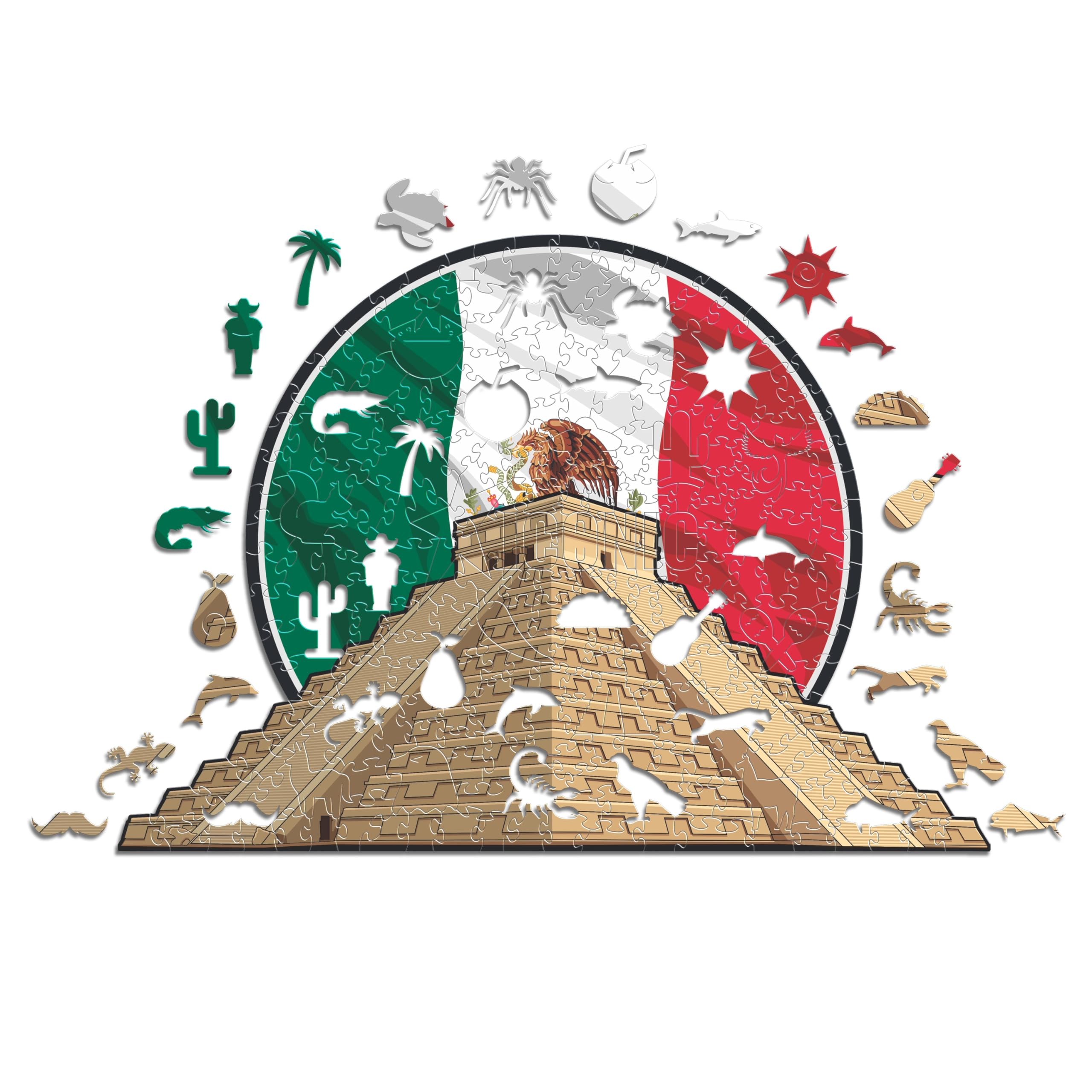 Iconic Puzzles, Chichén Itzá, 100% eco-sustainable wooden puzzle, size L, 500 pieces