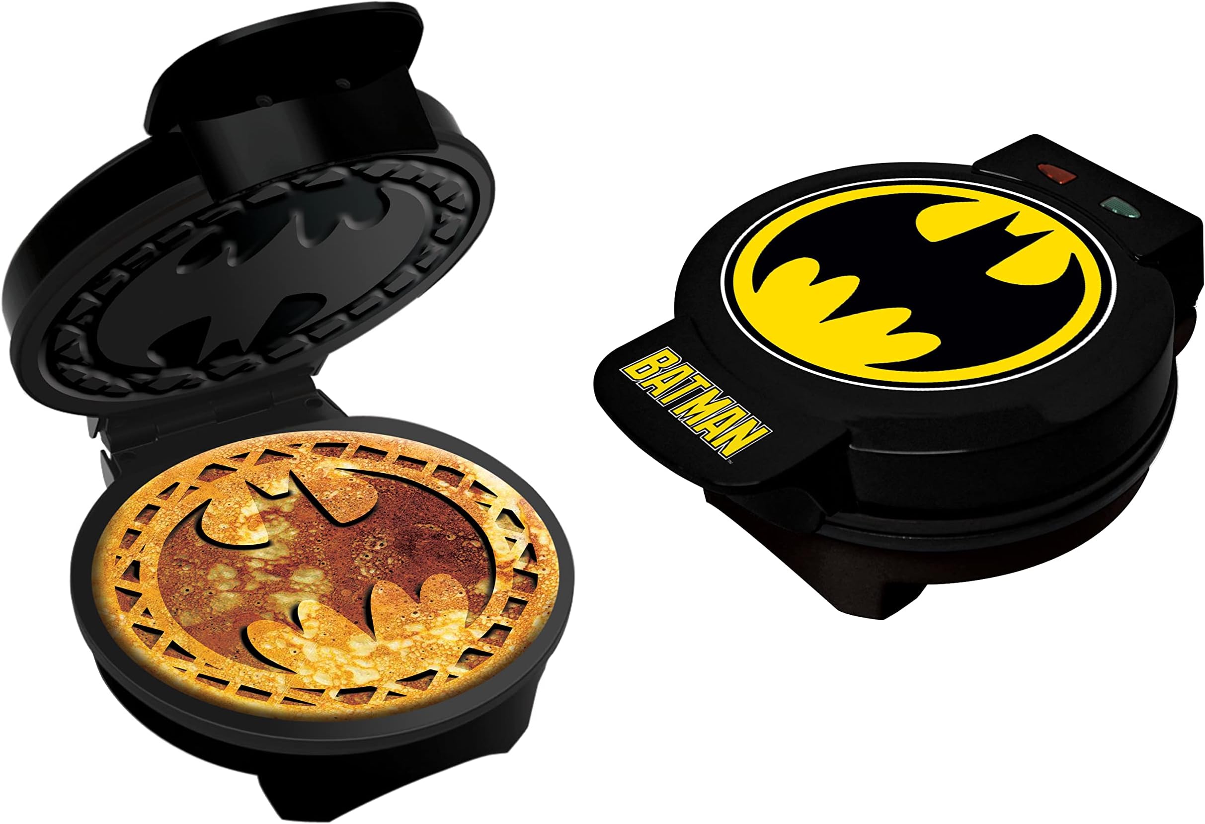 Uncanny Brands DC Comics Batman Classic Logo Waffle Maker - Logotipo de Batman en tus wafles