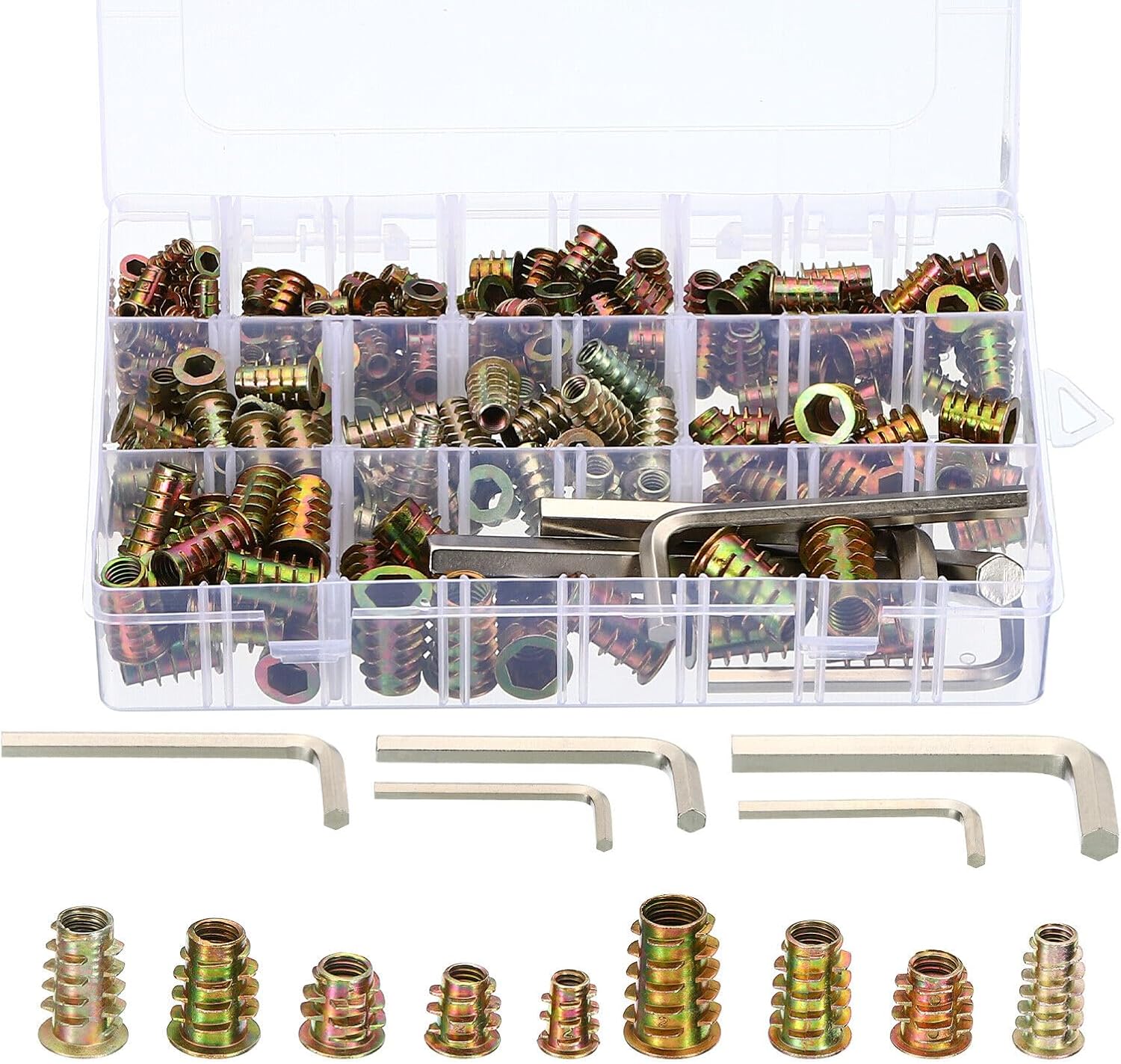 Toolparts And Accessories 215Pcs M4 M5 M6 M8 M10 Threaded Inserts Nuts Assortment Tool Zinc Alloy Hex (#CN#130824-07669)