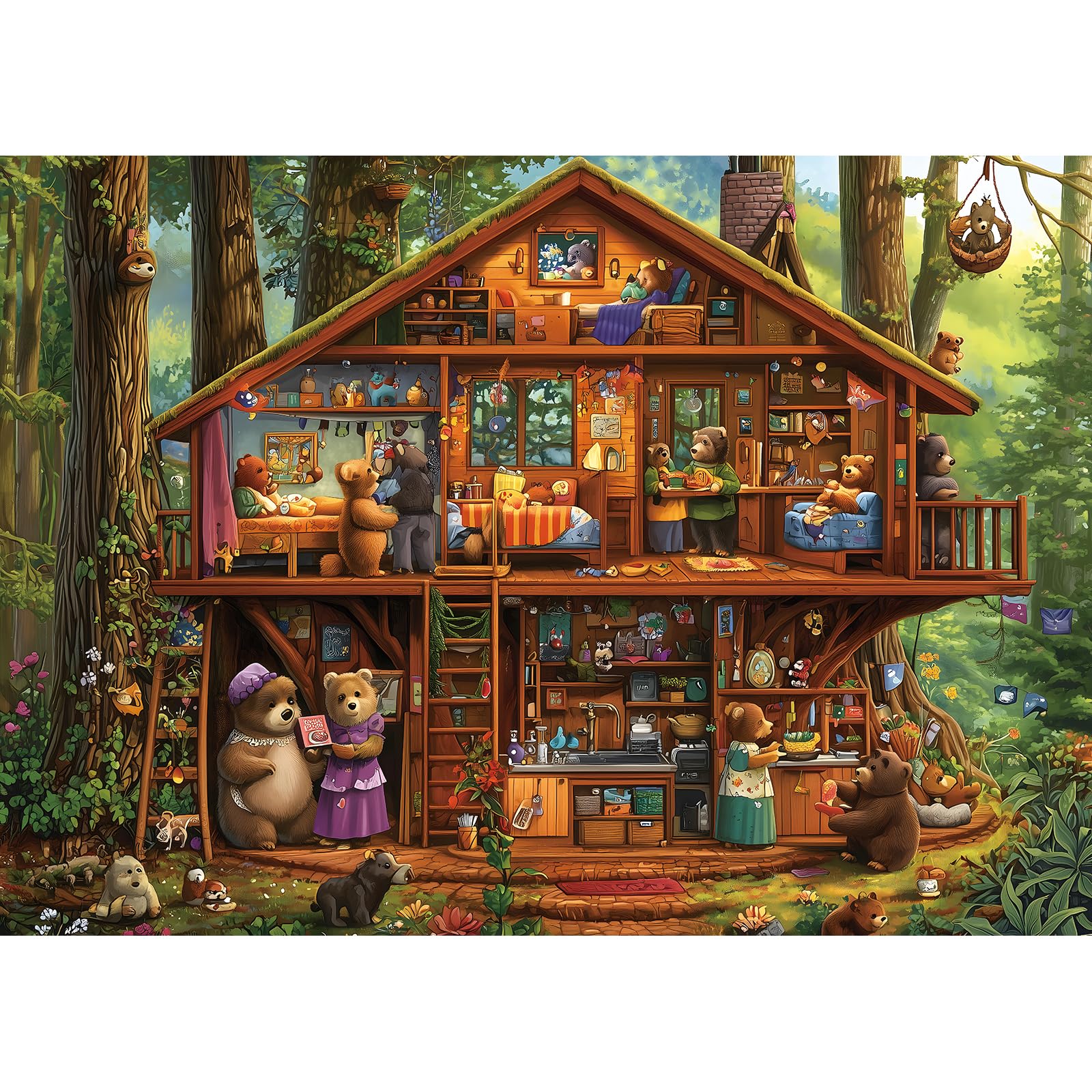 Puzzles for Adults 1000 Pieces, Bear Family Treehouse Jigsaw