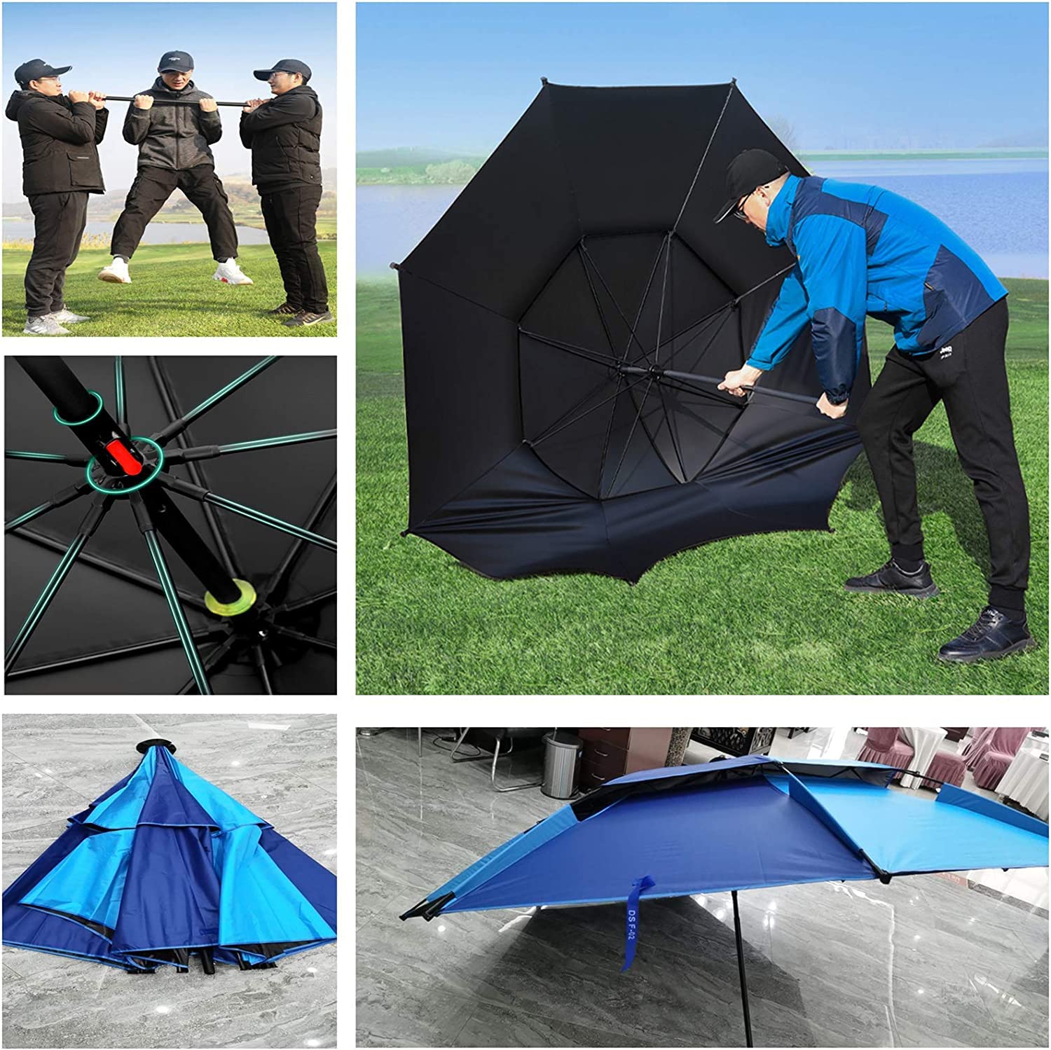 Duży parasol wędkarski Parasol chroniący przed słońcem Pochylony o 360 stopni Nowy zagęszczony filtr przeciwsłoneczny Parasol przeciwburzowy do wędkowania Kemping Golf i zajęcia na świeżym powietrzu 2