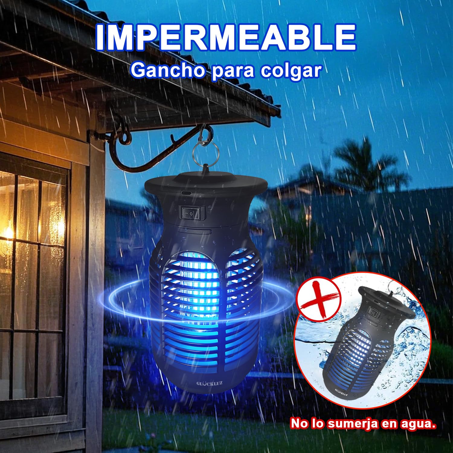 Glückluz Lampada Antizanzare – 20 W Ammazza Zanzare Elettrico & Acchiappamosche, con Luce LED 365–395 nm, Lampada Antizanzare per Interni, Esterni, Giardino, Terrazzo