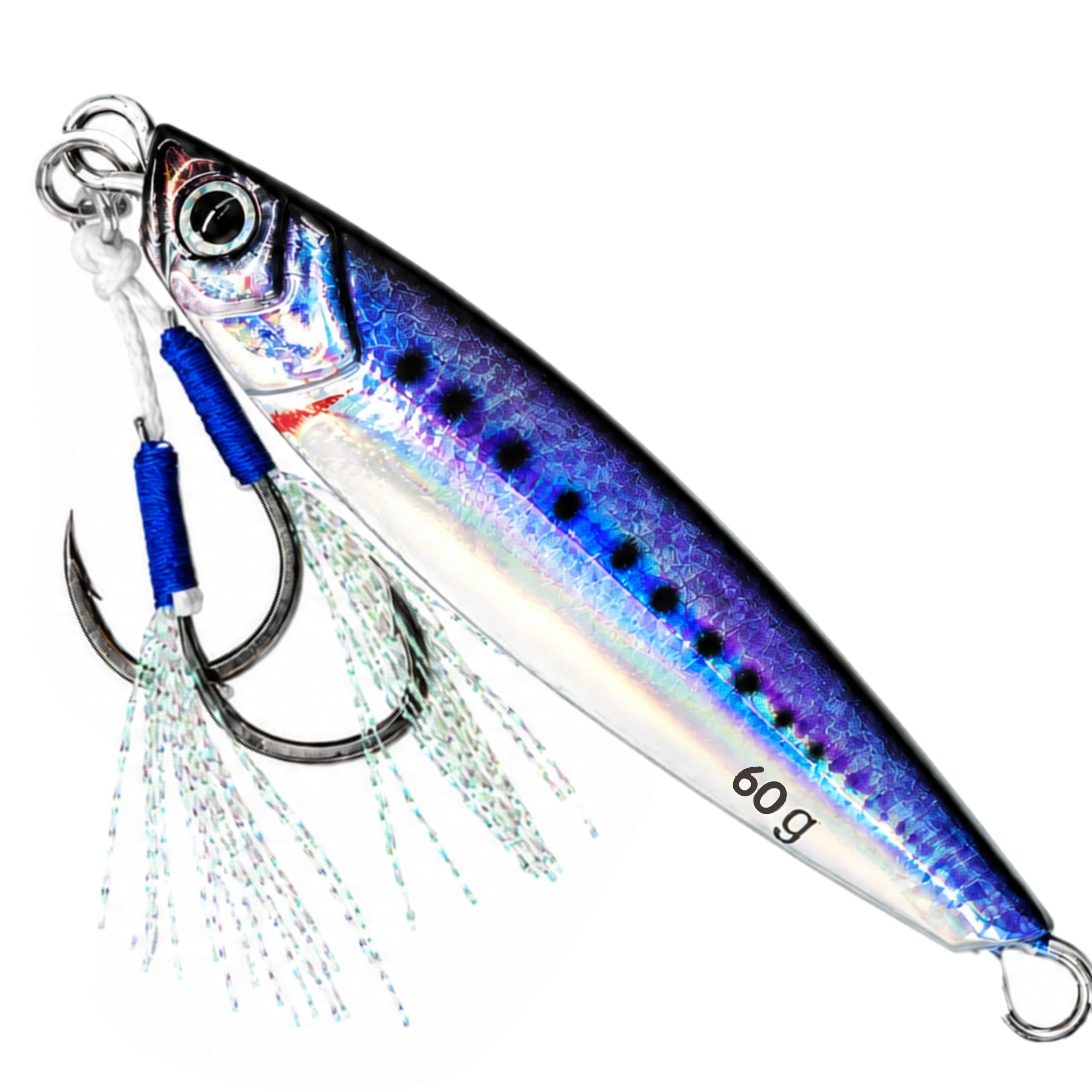 Jig Fishing Sea Sardine 0.71/1.41/60g - Metal Lure for Boat, Boat, Shore Jigging with Double Assist Hook (20g)
