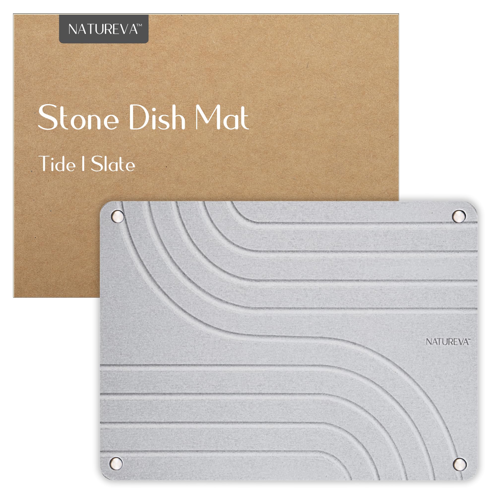 Home - Stone Dish Drying Mat | Super Absorbent, Quick Dry | Diatomite Mats for Kitchen Counter | Made of Natural Diatomaceous Earth | Absorbing Water Instantly | Design Tide | Colour Slate