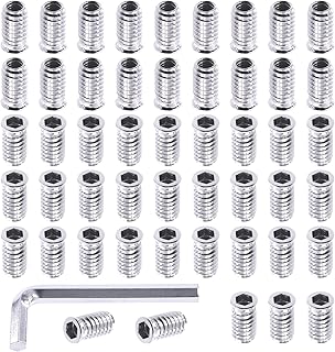 Swpeet 50Pcs 5/16"-18 x 25mm Carbon Steel White Zinc Plated Carbon Furniture Screw in Nut Threaded Wood Inserts Threaded Inserts Bolt Fastener Connector Hex Socket (5/16"-18 x 25mm)