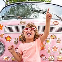 Vista 6 de 25 Piezas Imanes de Flores Hippie para Automóvil Magnéticos Groovy Boho Flores para Refrigerador Imanes Retro Magnéticos Hippie para Nevera
