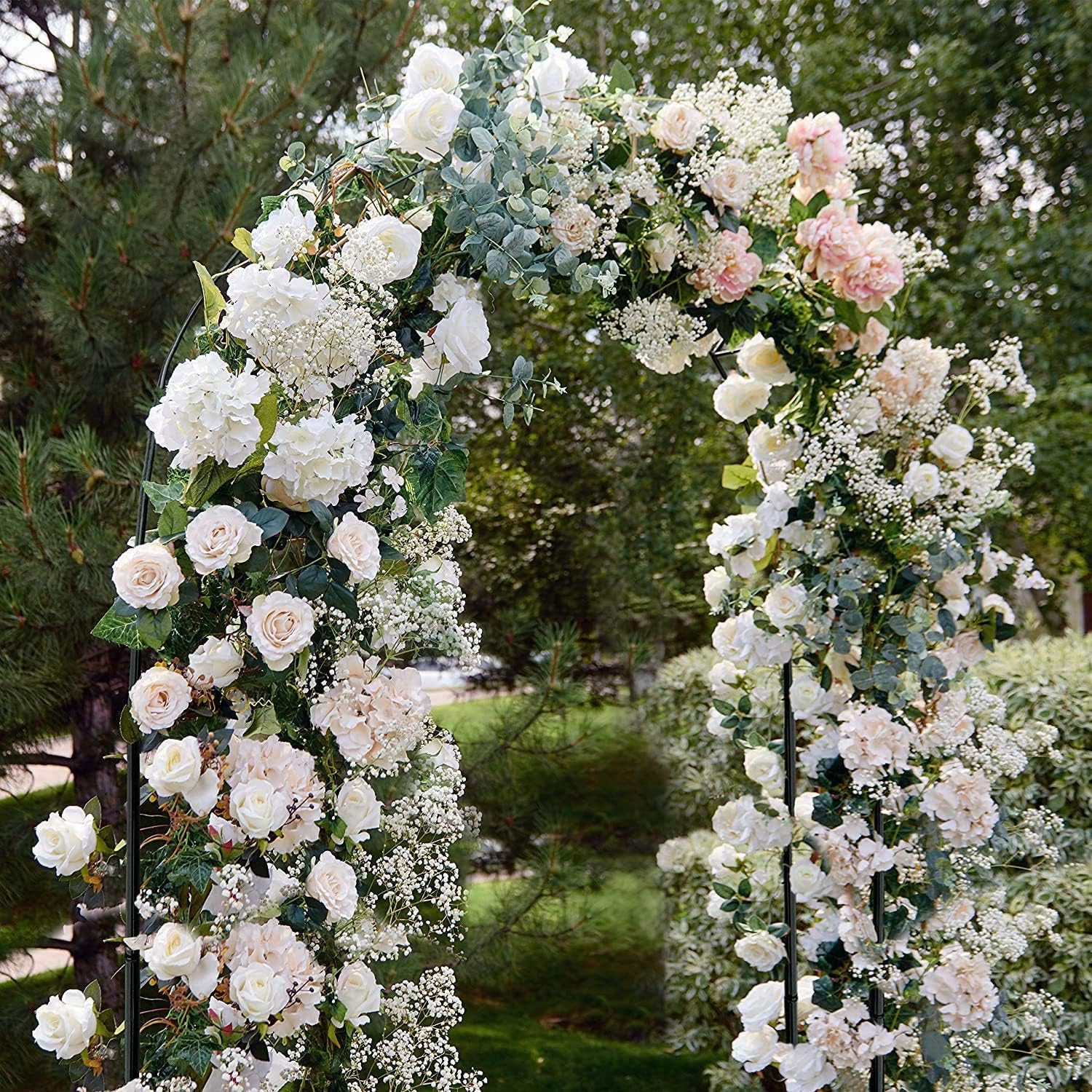 Iron Garden Trellis 320 cm, metalowa podpórka do roślin pnących róż i winorośli, biała i czarna, dekoracja ślubna na zewnątrz, ocynkowana róża